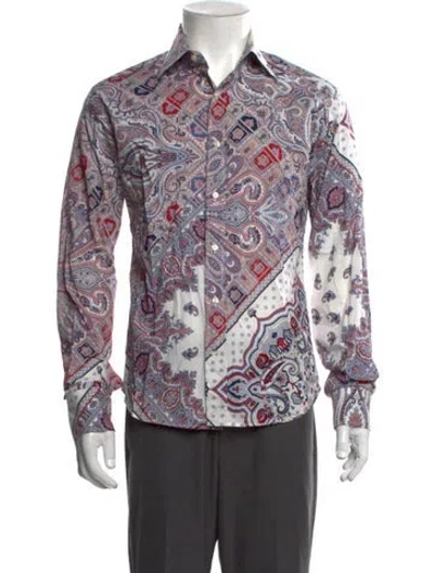 Pre-owned Etro Paisley Print Long Sleeve Shirt In Blue/white