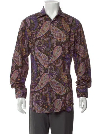 Pre-owned Etro Paisley Print Long Sleeve Shirt In Brown