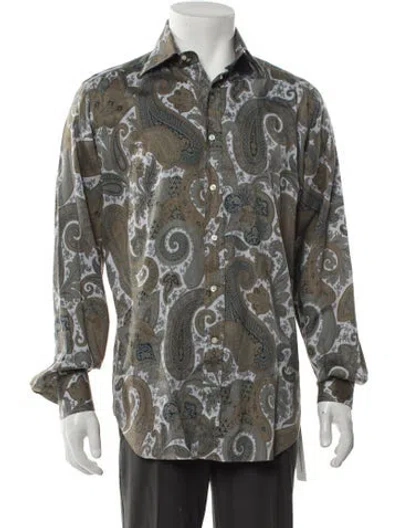 Pre-owned Etro Paisley Print Long Sleeve Shirt In Brown