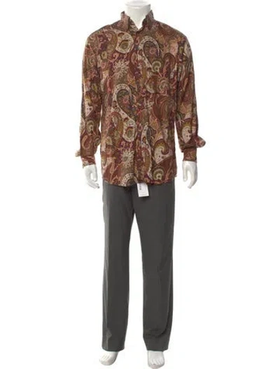 Pre-owned Etro Paisley Print Long Sleeve Shirt In Brown