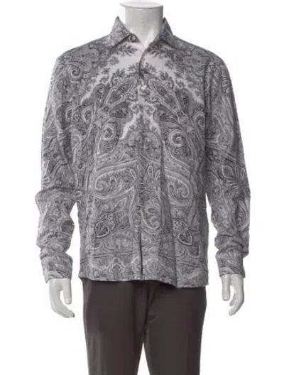 Pre-owned Etro Paisley Print Long Sleeve Shirt In Gray