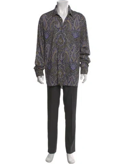 Pre-owned Etro Paisley Print Long Sleeve Shirt In Purple