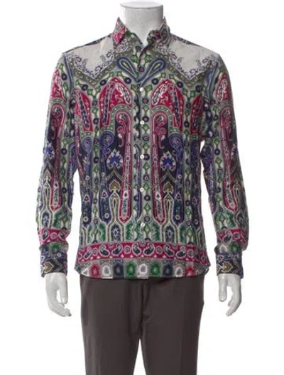 Pre-owned Etro Paisley Print Long Sleeve Shirt In Purple