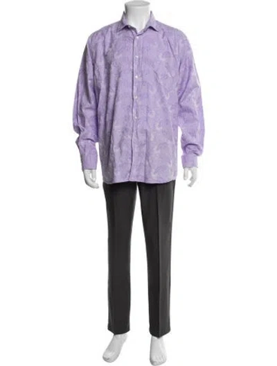 Pre-owned Etro Paisley Print Long Sleeve Shirt In Purple