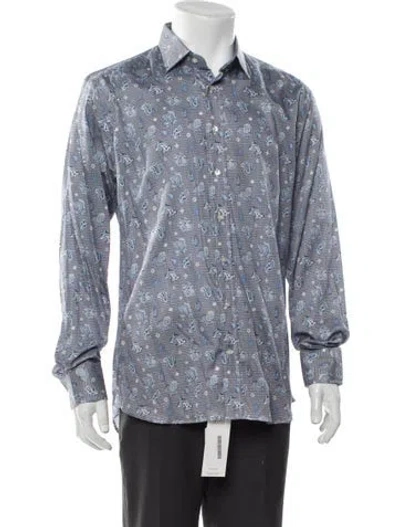 Pre-owned Etro Paisley Print Long Sleeve Shirt W/ Tags In Blue