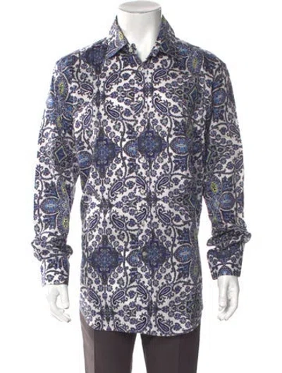 Pre-owned Etro Paisley Print Long Sleeve Shirt In White