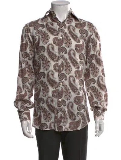 Pre-owned Etro Paisley Print Long Sleeve Shirt In White