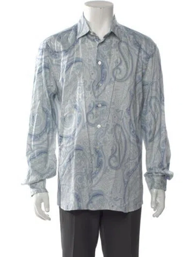 Pre-owned Etro Paisley Print Long Sleeve Shirt In White