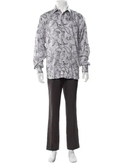 Pre-owned Etro Paisley Print Long Sleeve Shirt In White