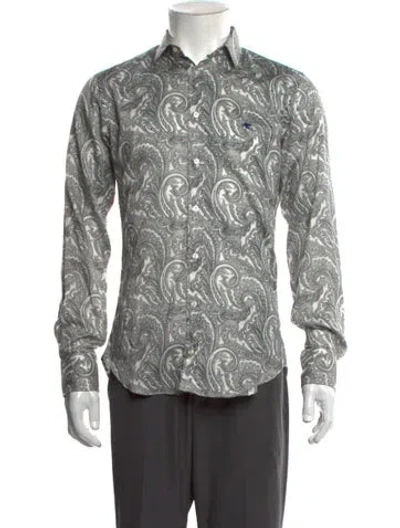 Pre-owned Etro Paisley Print Long Sleeve Shirt In White