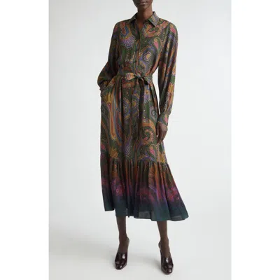 Etro Paisley Print Long Sleeve Shirtdress In Multi
