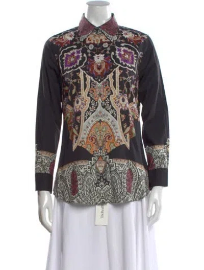 Pre-owned Etro Paisley Print Long Sleeve Top In Black