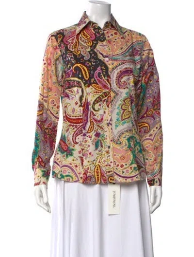 Pre-owned Etro Paisley Print Long Sleeve Top In Purple