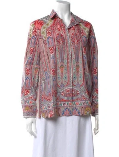 Pre-owned Etro Paisley Print Long Sleeve Top In Red