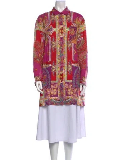 Pre-owned Etro Paisley Print Long Sleeve Tunic In Pink