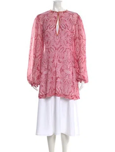 Pre-owned Etro Paisley Print Long Sleeve Tunic In Pink