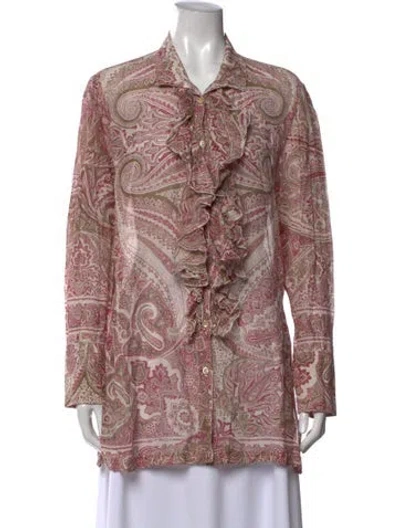 Pre-owned Etro Paisley Print Long Sleeve Tunic In Red
