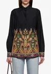 Etro Kaleidoscope-print Long-sleeve Button-front Voile Shirt In Multicolor