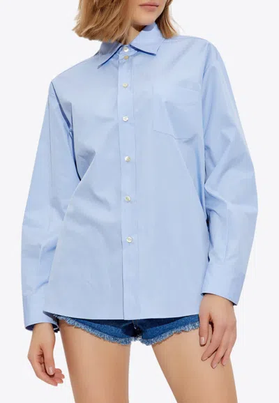 Etro Paisley Print Long-sleeved Silk Shirt In Blue