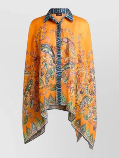 Etro Longline Paisley Jacket Silk And Nylon In Multi