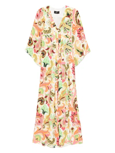 Etro Maxikleid Mit Paisley-print In White
