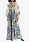 Etro Multicolor Long Dress With V Neck And All-over Paisley Print In Silk Woman In Multicolor