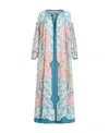 Etro Pink And Liht-blue Paisley Maxi-dress In Cotton Blend Woman In Multicolor