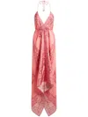 Etro Hem Halter Neck Layered Paisley Print Dress In Pink