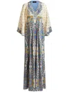 Etro Multicolor Long Dress With V Neck And All-over Paisley Print In Silk Woman In White