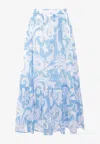 Etro Maxi Cotton Skirt With Contrasting Floral Paisley Print
