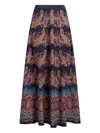 Etro Silk Skirt With Placed Print In Brown