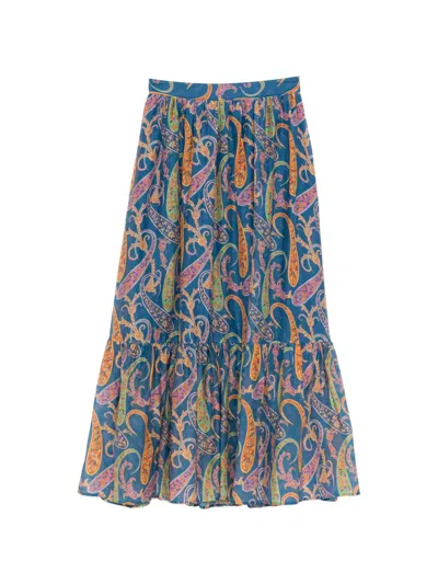 Etro Paisley-print Maxi Skirt In Blue