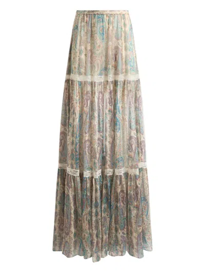 Etro Paisley-print Maxi Skirt In Neutral
