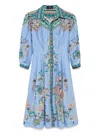 Etro Paisley-jacquard Knee-length Shirt Dress In Blau