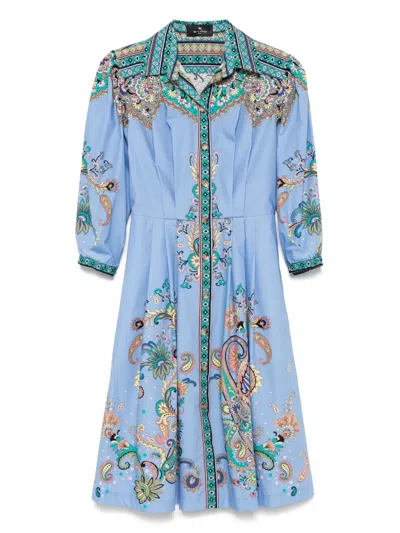 Etro Paisley-jacquard Knee-length Shirt Dress In Multicolour