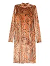 Etro Paisley Print Dress In Brown