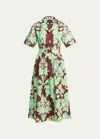 Etro Venus-print Cotton Shirtdress In Dark Brown