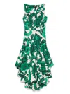 Etro Paisley Print Asymmetric Midi Dress In Green