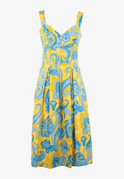 Etro Paisley Print Midi Dress In Multi