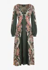 Etro Floral Print Twill Dress In Multicolor