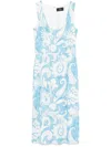 Etro Summer Paisley Silk Twill Midi Dress In White