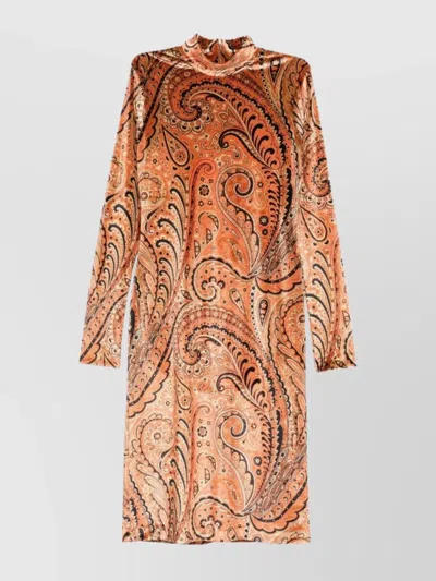 ETRO PAISLEY PRINT MIDI DRESS WITH LONG SLEEVES