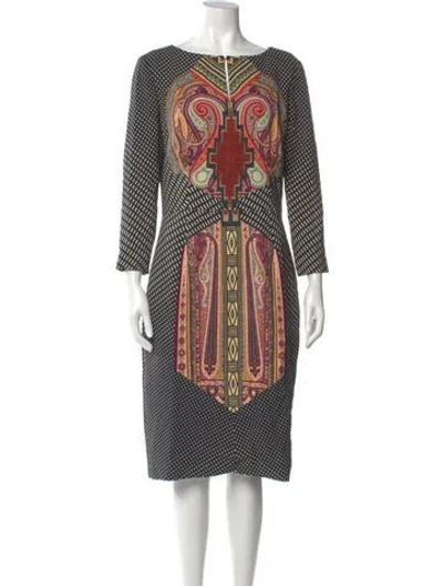 Pre-owned Etro Paisley Print Midi Length Dress