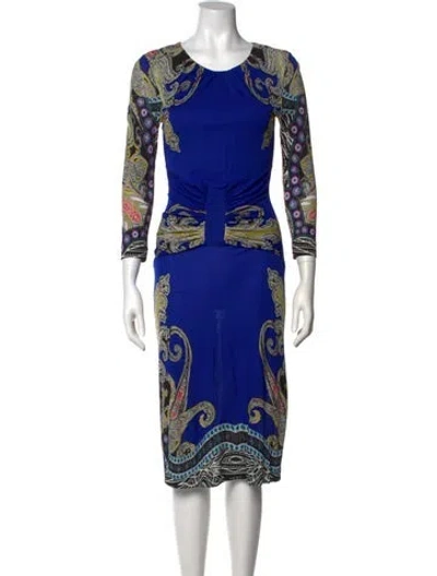 Pre-owned Etro Paisley Print Midi Length Dress In Black
