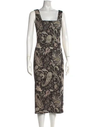 Pre-owned Etro Paisley Print Midi Length Dress In Black