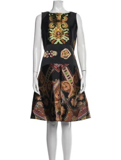 Pre-owned Etro Paisley Print Midi Length Dress In Black