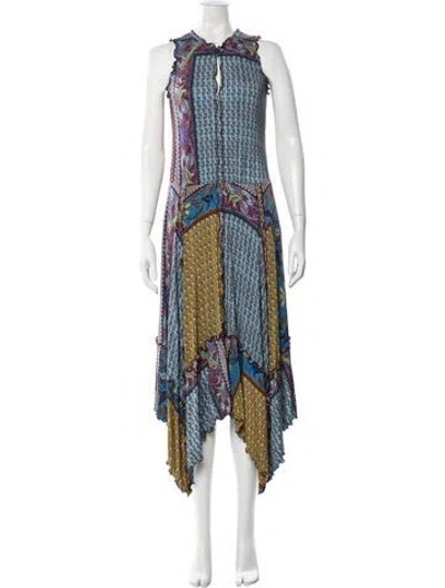 Pre-owned Etro Paisley Print Midi Length Dress In Blue
