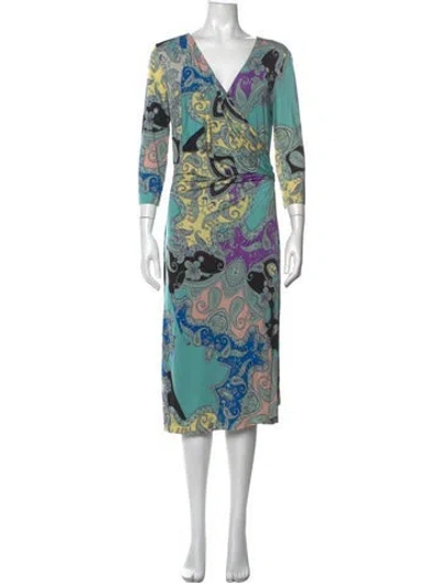 Pre-owned Etro Paisley Print Midi Length Dress In Blue