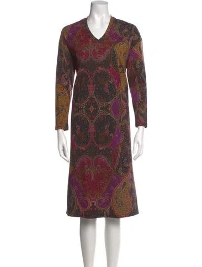 Pre-owned Etro Paisley Print Midi Length Dress In Brown