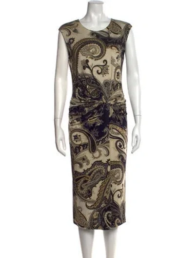 Pre-owned Etro Paisley Print Midi Length Dress In Brown